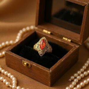 Sterling Silver 925 With Spessartite Garnet Ring, Made In Turkey, Size 6